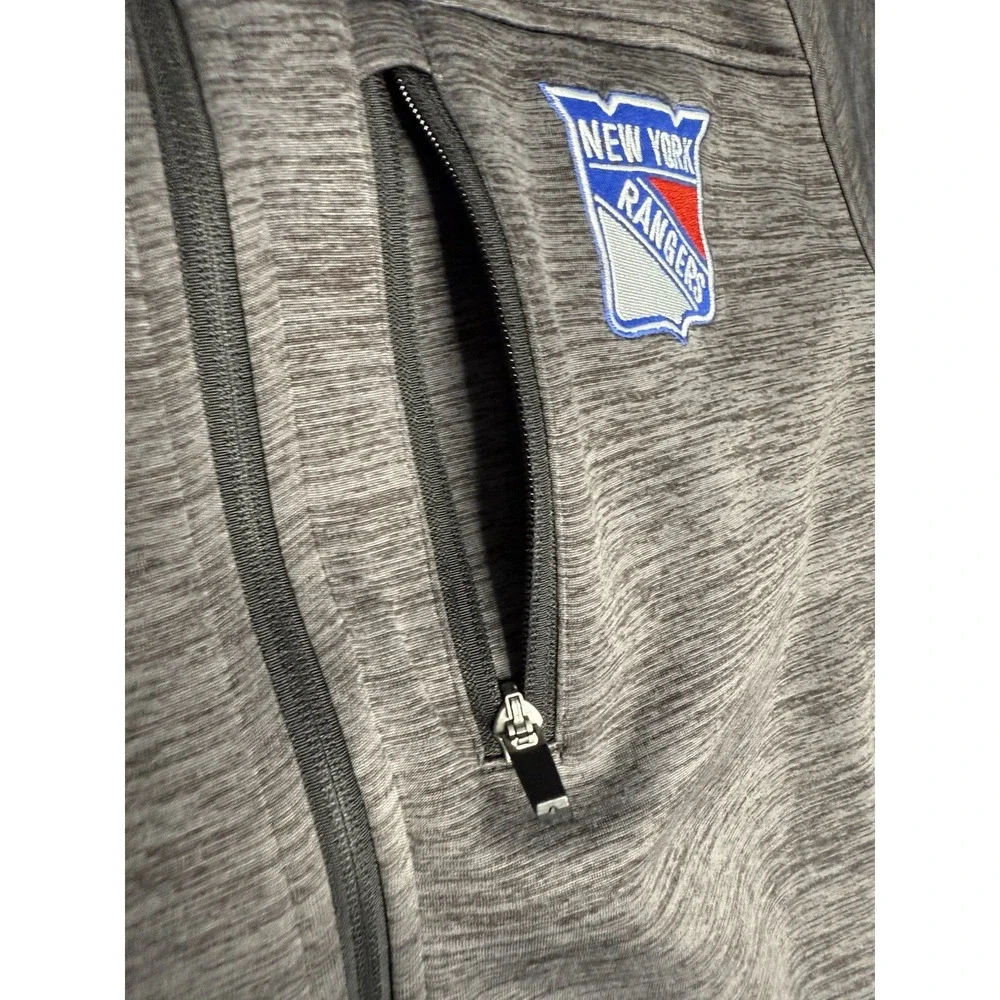 GIII New York Rangers NHL Pro Authentics Sweatshirt Men XL Heather Gray Full Zip